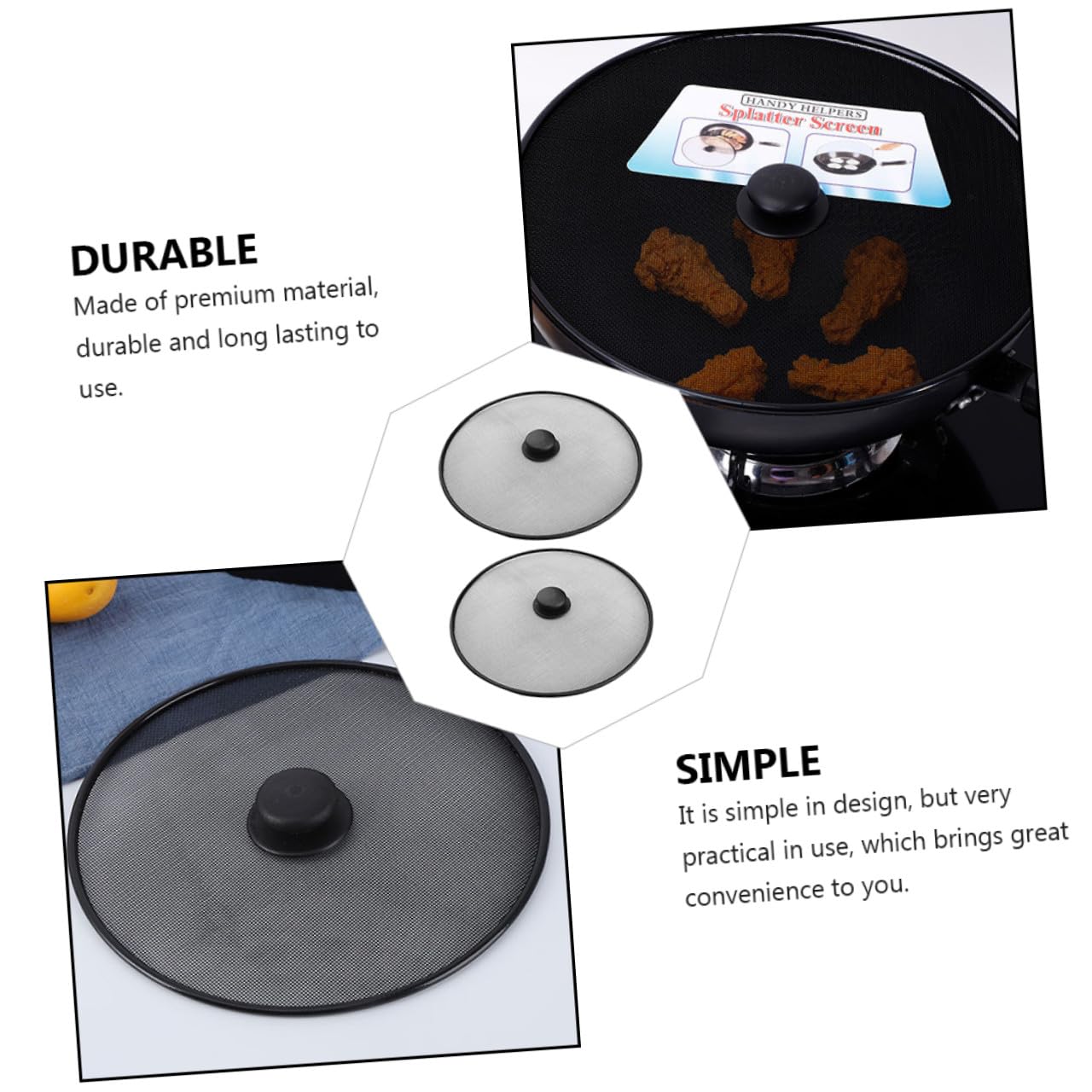 PLAFOPE 4piezas Cubierta Inoxidable Antisalpicaduras para Olla De Protección De Cocina contra Salpicaduras De Utensilio De Cocina Práctico y