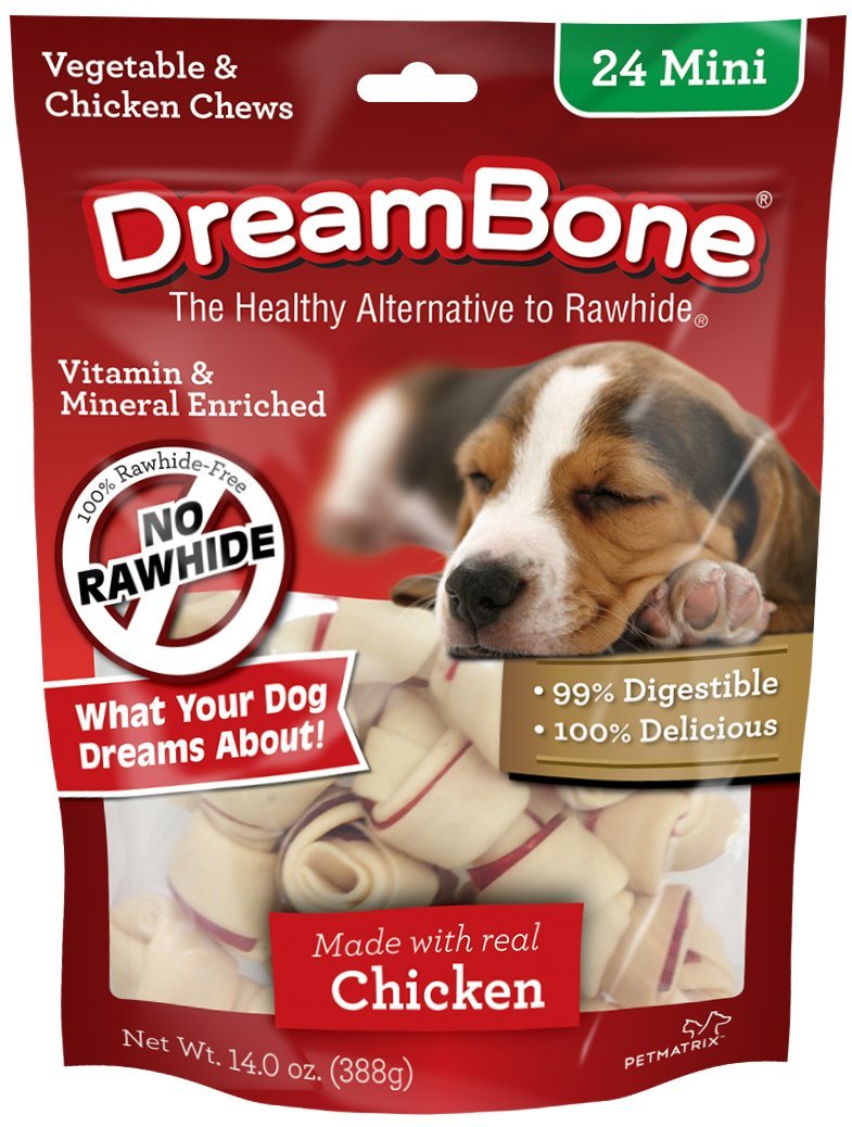 Mini Chews, Made With Real Chicken, Rawhide Free Chews For Dogs, 24 Count