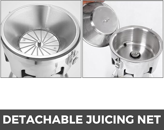 Extractor de Jugos Eléctrico 370W Acero Inoxidable Prensado Frío Comercial miniatura 6