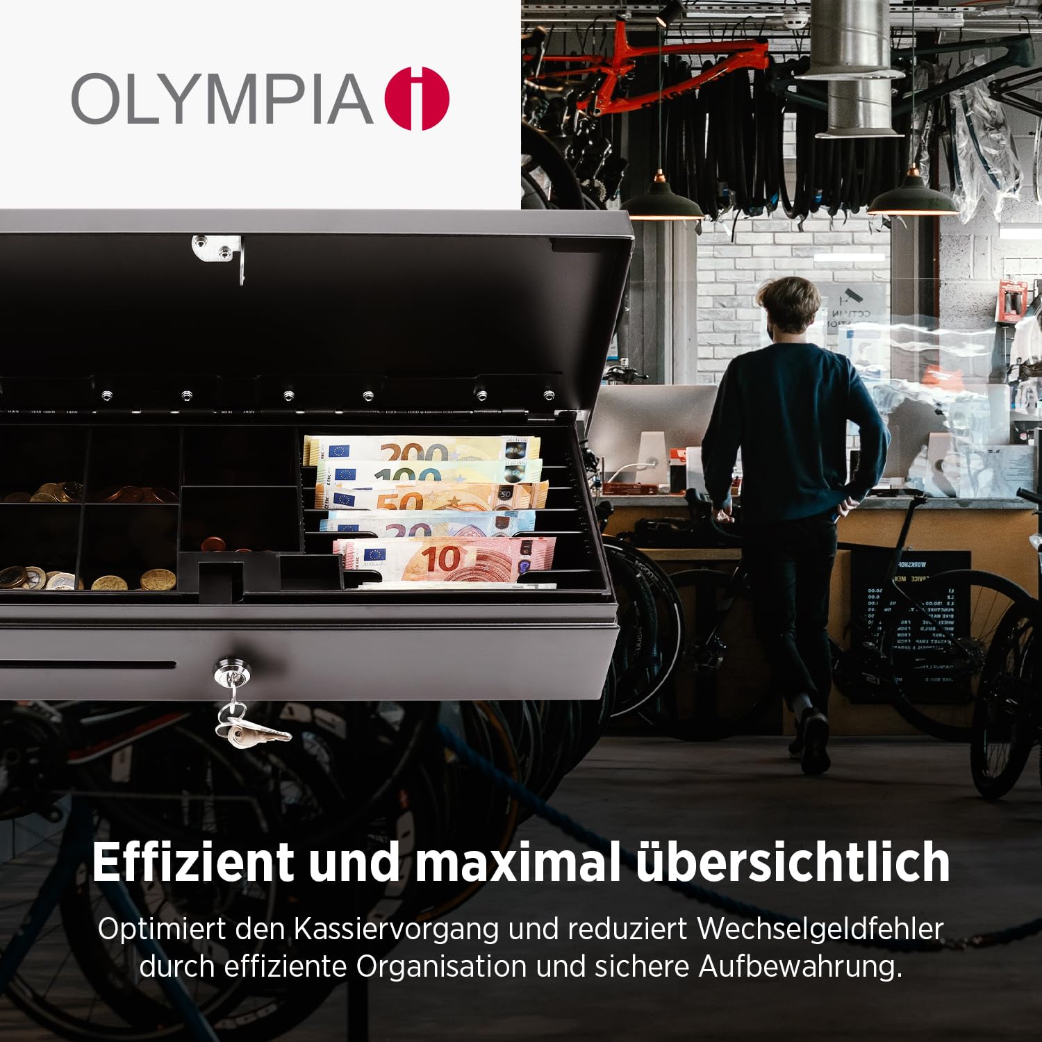 Olympia HS 170 - Cassetto per contanti, con chiusura a chiave, compatibile con RJ12, 6 banconote e 8 monete, 46 x 17 x 10 cm