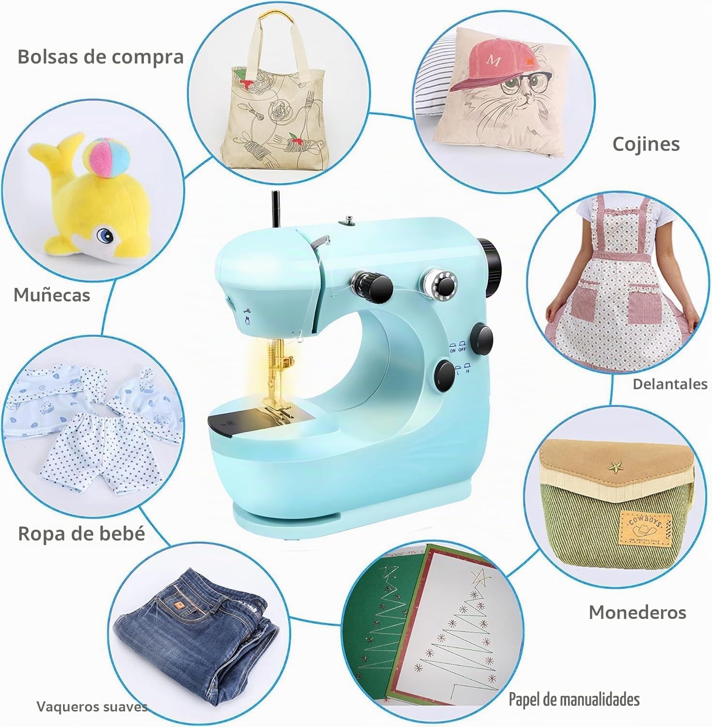 Maquina de Coser Costurero Portatil, Maquina de Coser Maquina Profesional Maquina de Cosers Prensatelas Mano Sewing Machine Maquina Cosers Manual Mini Ropa Cortinas Telas Bricolaje Viajes Casa