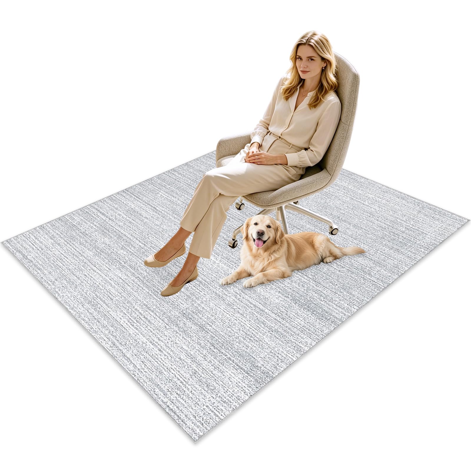 Tappetino per Sedia da Ufficio per Pavimenti Duri, Antigraffio, per Sedie da Scrivania, per Pavimenti in Laminato, Tappeto Sotto Scrivania, Antiscivolo per Tappeti, Tappetino Gaming Grigio 150 x 170cm