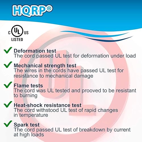 Miniatura 7 de HQRP Cable de fuente de alimentación de repuesto resistente de calibre 14 de 14 puntas, 143C, de 10 pies, 110 V, 115 V, 120 V, coleta para aparato