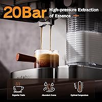 Vista 3 de Máquina de café expreso, máquina de capuchino de 20 barras con espumador de leche automático, cafetera de un toque para café con leche con filtros