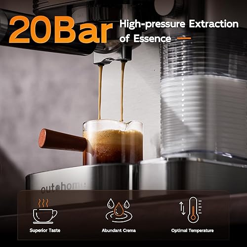 Miniatura 3 de Máquina de café expreso, máquina de capuchino de 20 barras con espumador de leche automático, cafetera de un toque para café con leche con filtros,