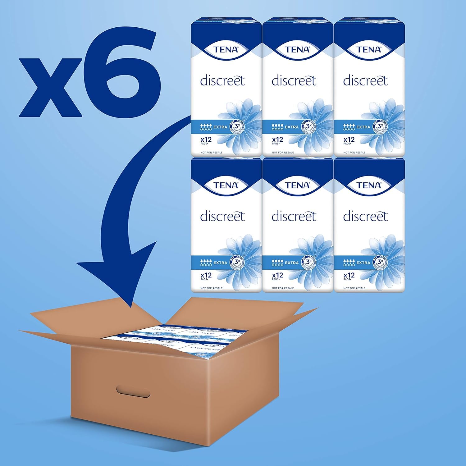 TENA Day & Night bundle - TENA Discreet Extra 6x12 - Compresas Absorbentes para Incontinencia (72 en total) + TENA Discreet Maxi Night 8x6 Compresas Absorbentes de Noche (48 en total)