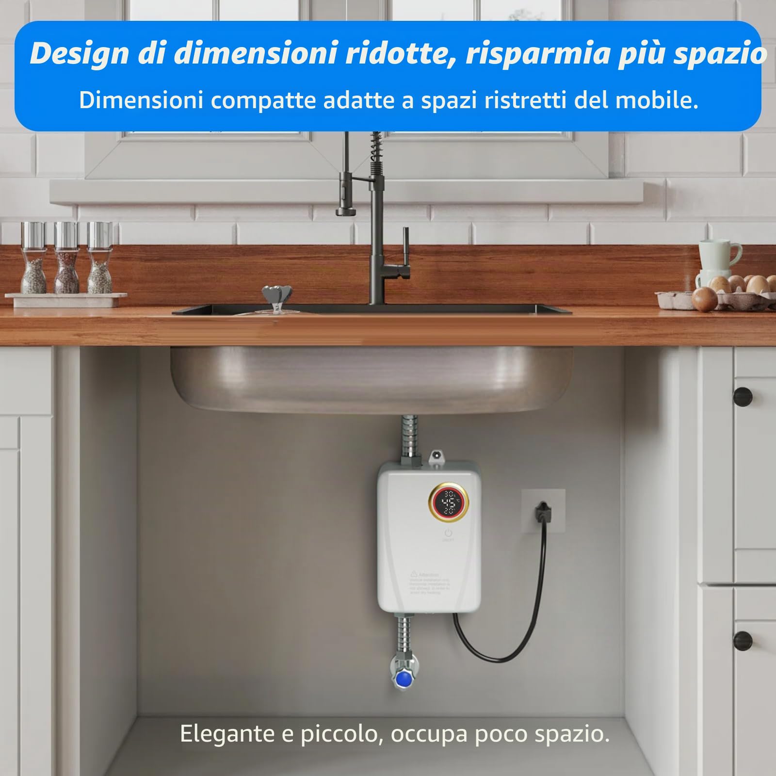 Scaldacqua istantanea elettronico, 3500 W 220V Scaldacqua | Istantaneo a Parete Mini Scaldabagno Istantaneo Elettrico con Display LED Della Temperatura, scaldabagno elettrico