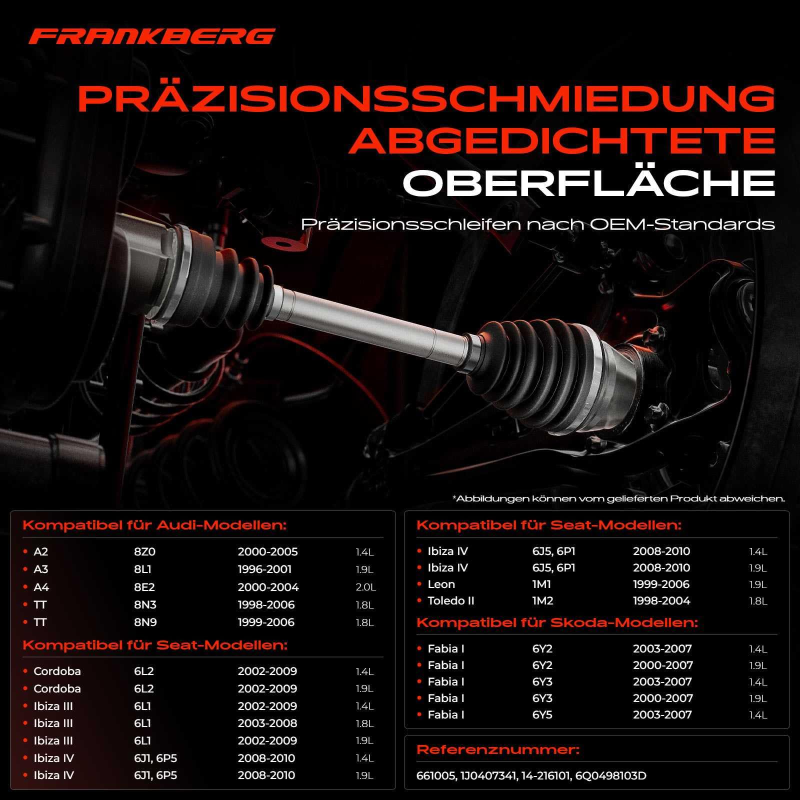 Frankberg Gelenksatz Getriebeseitig Vorne Kompatibel mit A3 8L1 1.9L 1996-2001 A4 800 2.0L 2000-2004 Golf IV 1J1 1.6L-2.3L 1997-2005 Polo 6N2 1.4L 1999-2001 Replace# 6Q0498103D