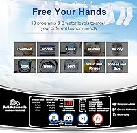 Vista 2 de Nictemaw 17.8Lbs Portable Washing Machine, 2.4 Cu.ft Compact Full-Automatic Washer with Drain Pump, 8 Water Level & 10 Programs Portable Washer and