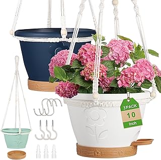 3 Pack Hanging Baskets Set, Hanging Planters for Indoor & Outdoor Plants...