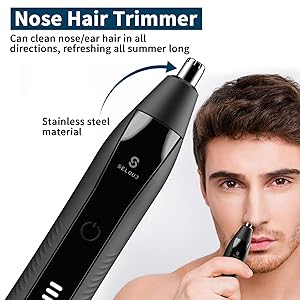 Selouj Ear and Nose Hair Trimmer for Men, 2025 Professional Painless USB Rechargeable Eyebrow & Facial Electric Hair Trimmer for Men Women, Powerful Motor, Dual Edge Blades, IPX7 Waterproof Easy Clean