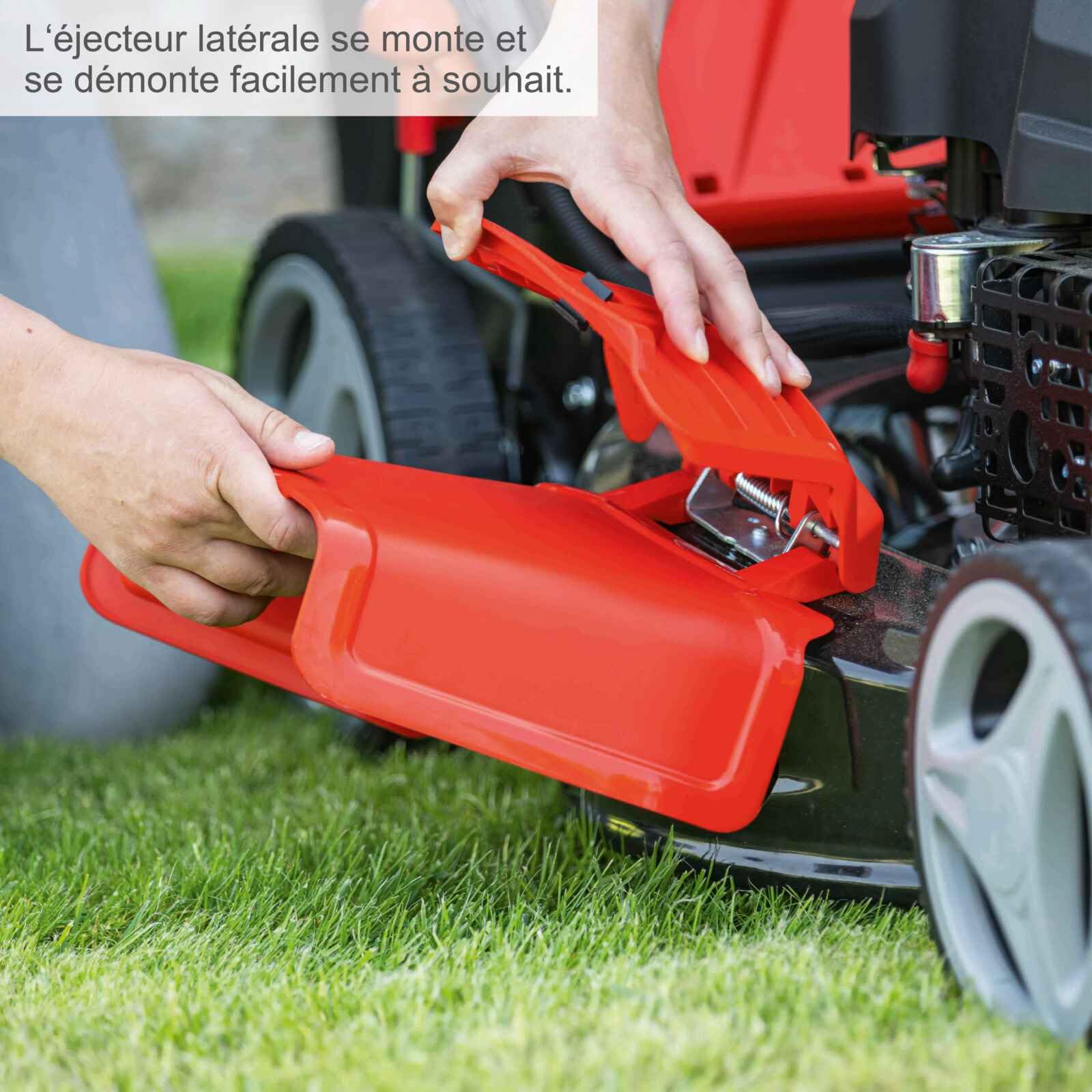 Scheppach Tondeuse à Gazon Thermique MS150-46E - Autotractée - 150 cm³ | Démarrage électrique - Moteur 4T - Largeur de Coupe 46cm - bac 55L - Fonction Mulching - Huile Incluse