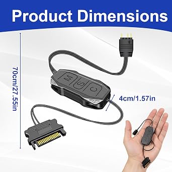 5V 3PIN ARGB Controller, SATA 15-Pin to ARGB 3-Pin, SATA Power RGB PC Fan Controller, Splitter Cable for DIY Fans LED Light Strip Lighting Board (1Pcs)