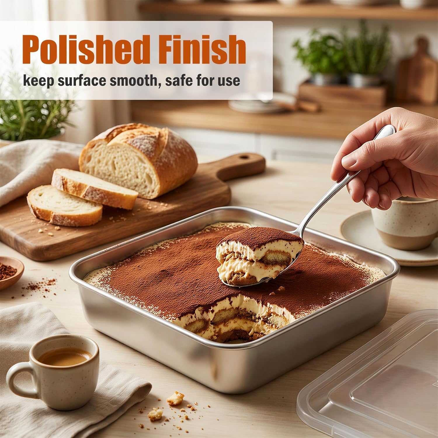 8 x 8-Inch Stainless Steel Square Cake Brownie Baking Pans, Baking Pan with Lid and Rack,for Brownies Casseroles Cakes, for Toaster Oven Roasting - Send Goods from Local Warehouse