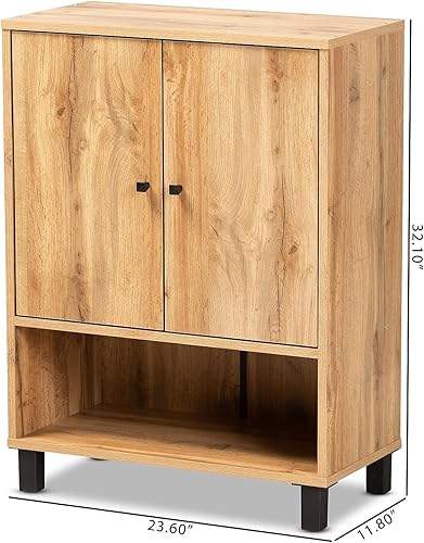 Miniatura 3 de Baxton Studio Zapatero con roble y negro ATSC1613-Wotan Oak-Shoe Cabinet