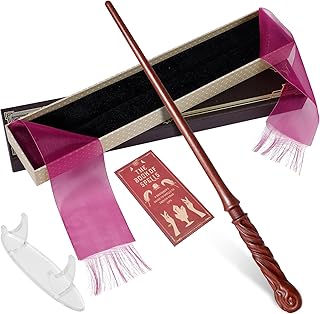 CharmRegion Wooden Wizard Magic Wand Hand Carved Wood Witch Wand for Kids Collection Cosplay, 14.5 in, Shell