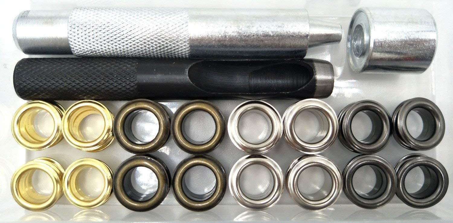 200 Sets - Grommet Eyelets 8mm 5/16" Inside Diameter 600# with Setting Tool Canvas Clothes (5/16", Mixed)