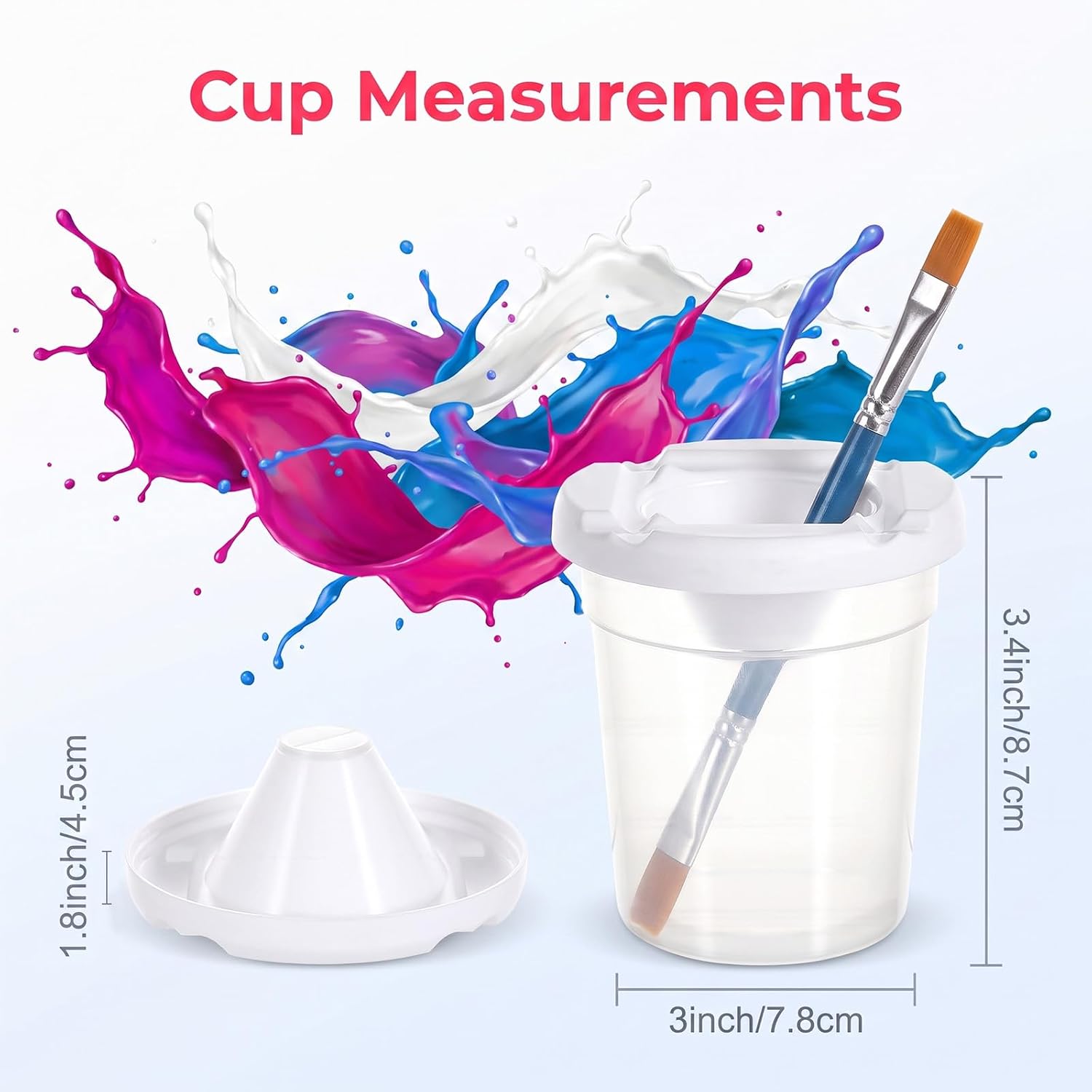 Bthomstfmly 25 Pack No Spill Paint Cups with Lids, Reusable Spill Proof Paint Water Cup Plastic Containers for Painting School Classrooms Arts Crafts Supplies (3 x 3 Inch)