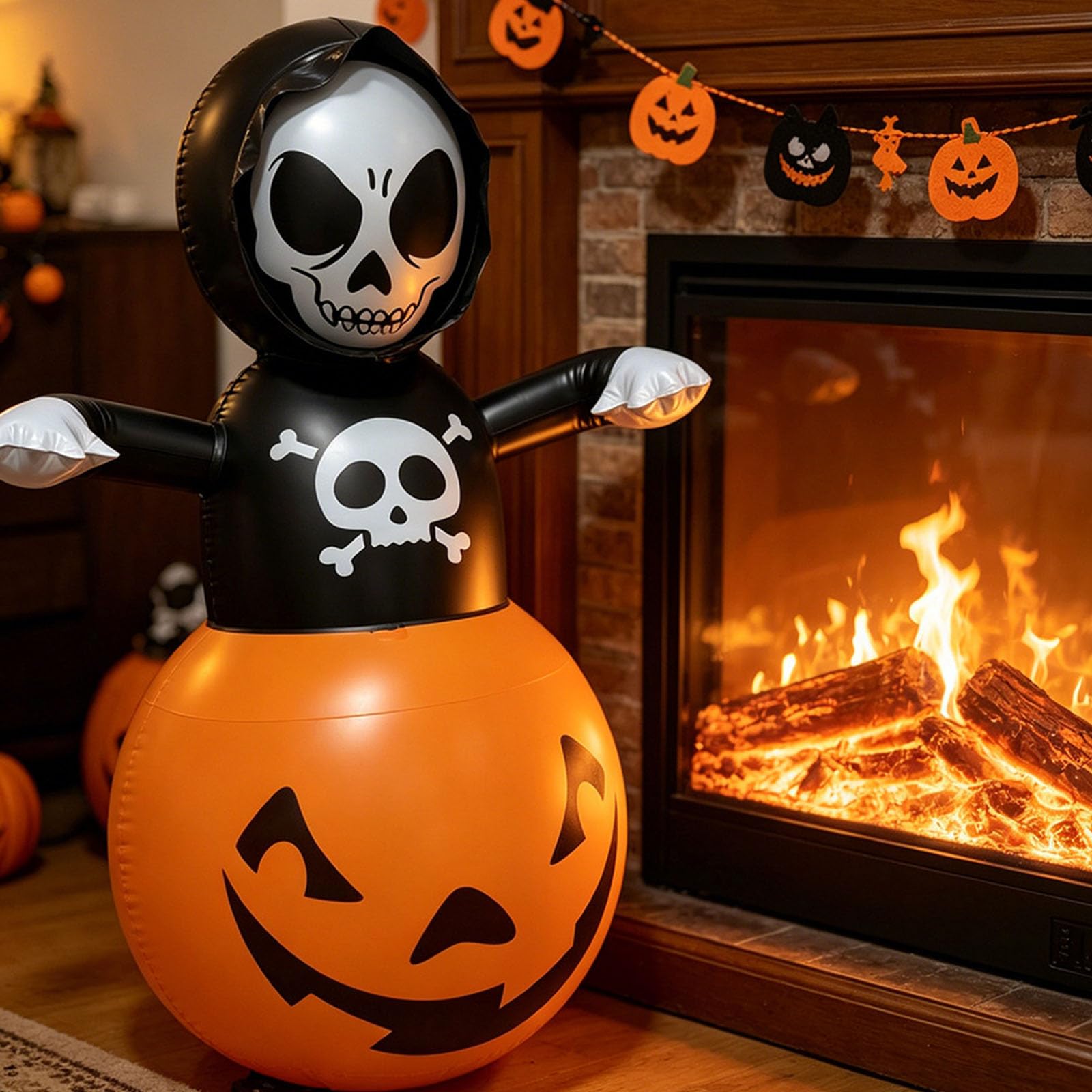 Nadmuchiwana dekoracja halloweenowa czaszka dynia oświetlone podwórko z PVC