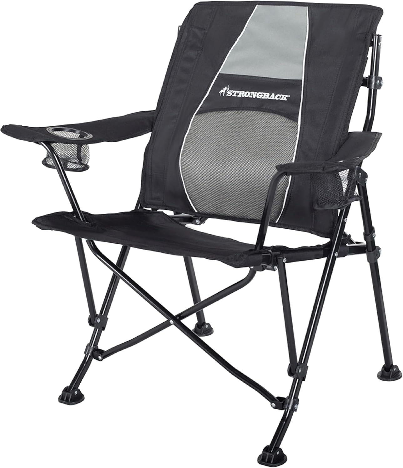 STRONGBACK Camping Chair Guru Heavy Duty Camping Chairs with Lumbar Suppor - Backpack Folding Camp Chair - Navy