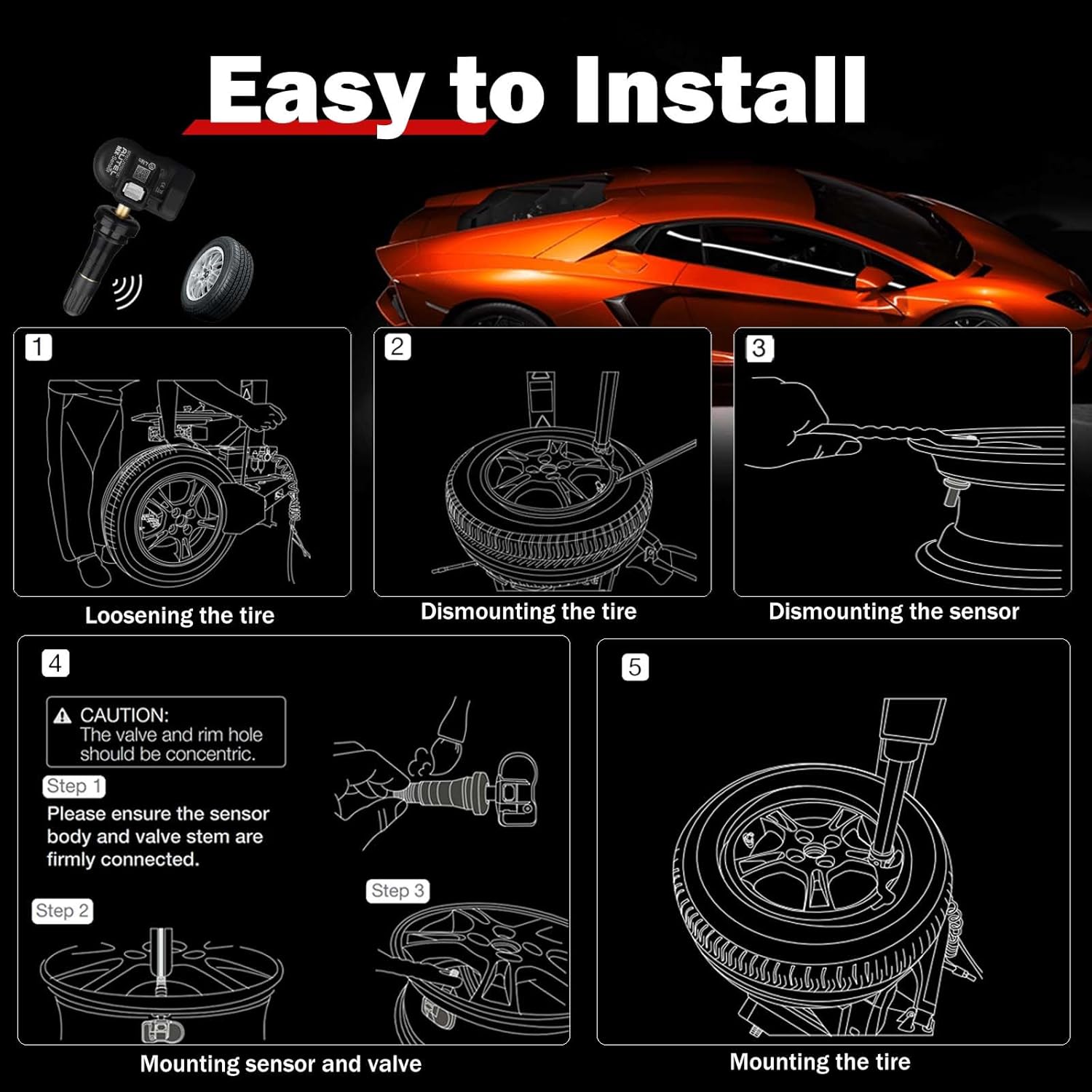 Autel MX Sensor Autel TPMS Sensor Set of 20 Programmable Sensors OE-Level for Tire PressureTire Pressure 2 in 1 315MHz/433MHz Press-in Programmable by TS508 TS408 TS508WF TS608 MS906TS MS906PRO-TS