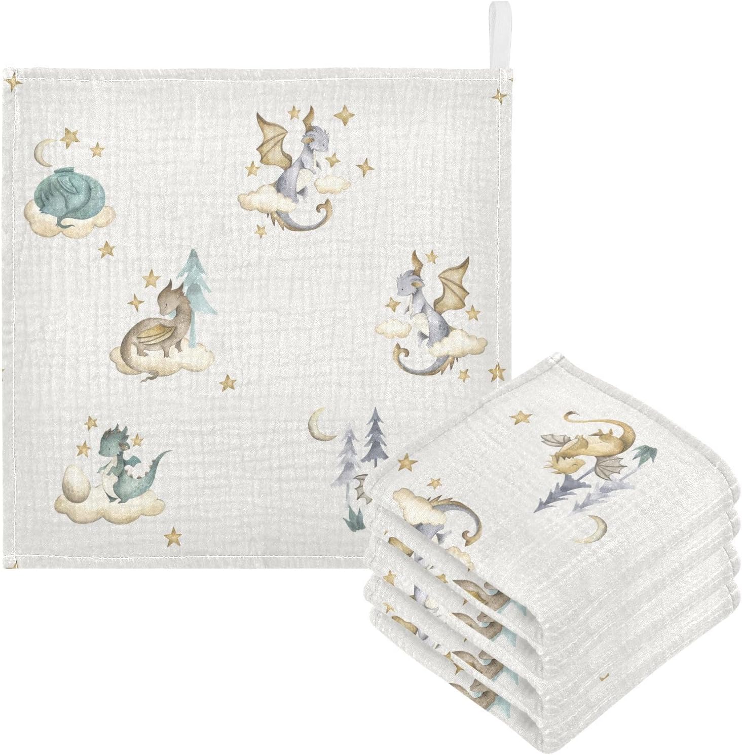 vvfelixl Dragon Baby Baby Burp Cloths Babys Muslin Washcloths for Boys Girls Cotton Babys Face Towel for Newborn Infants Soft and Absorbent 11.8 X 11.8 in, 5 Pack