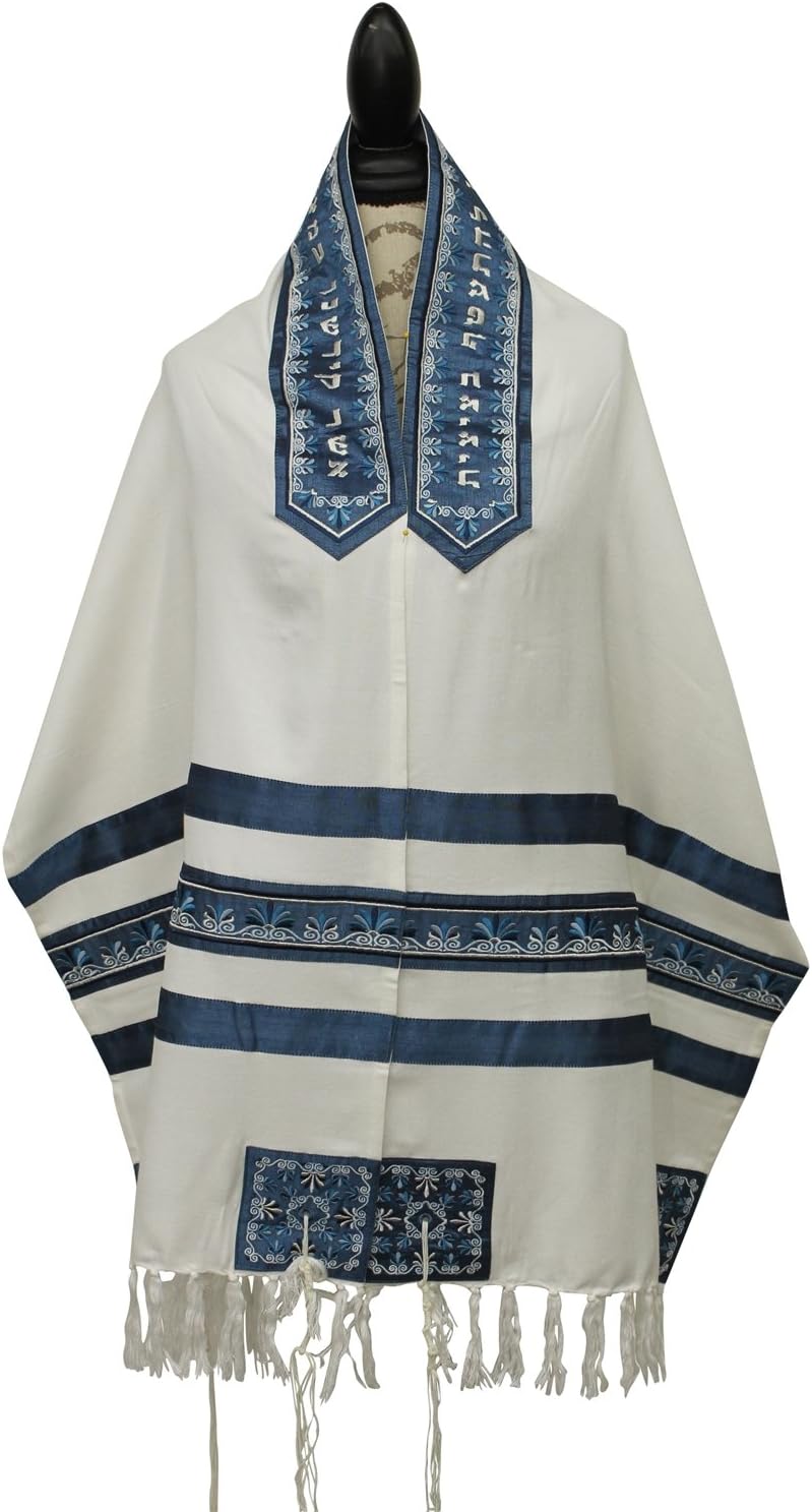 Amazon｜Majestic Giftware タリートコットンシルク刺繍 バッグ&キッパブルーフローラル 20インチ x 75インチ