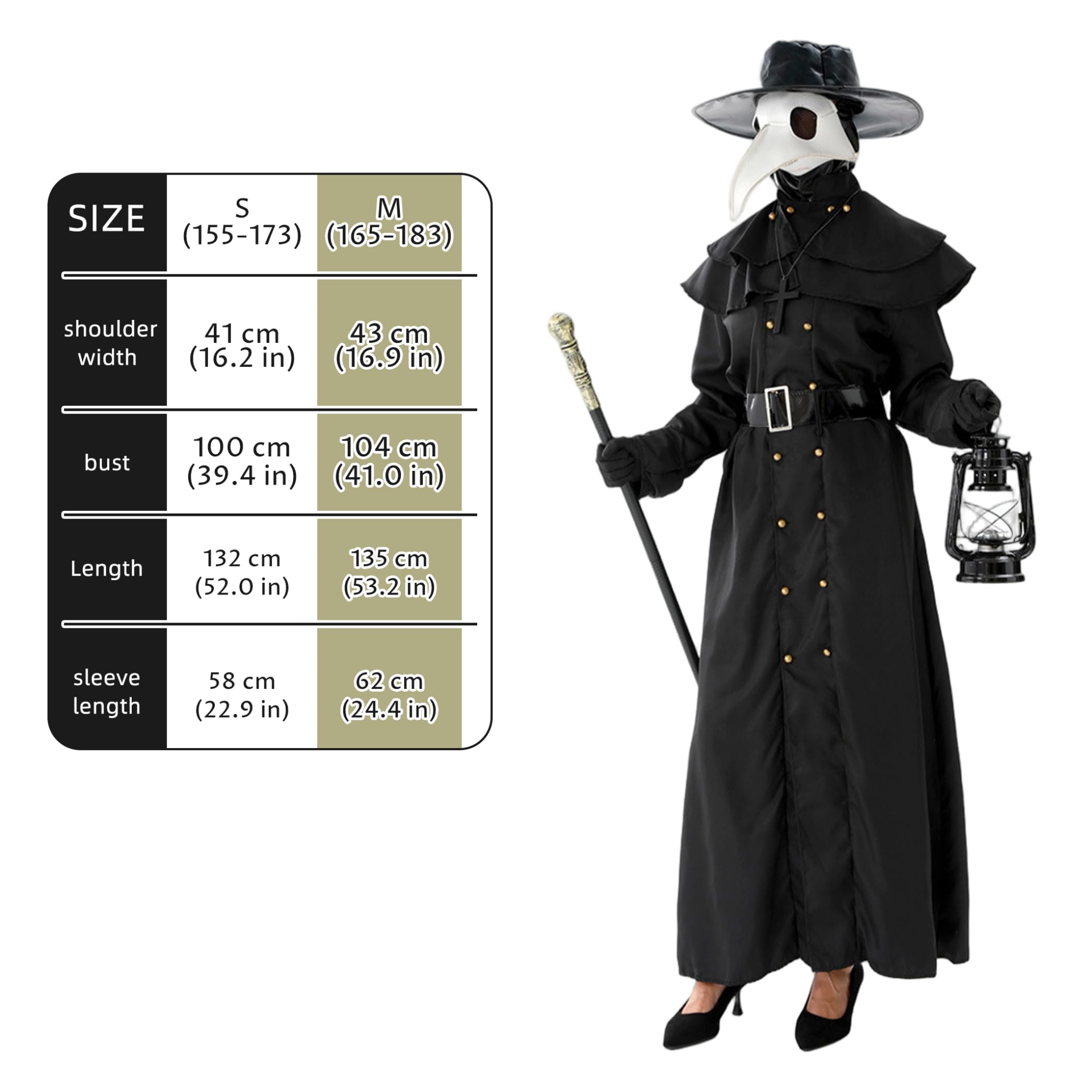 Costume da Dottore della Peste, Costumi di Halloween per Adulti, S