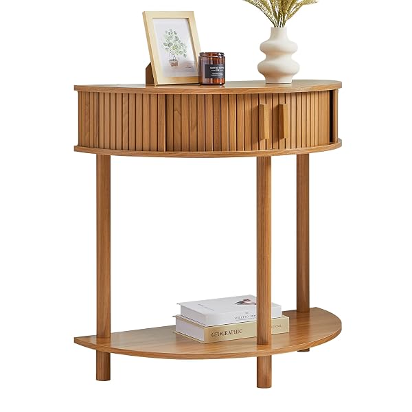Mid-Century Half Moon Accent Table
