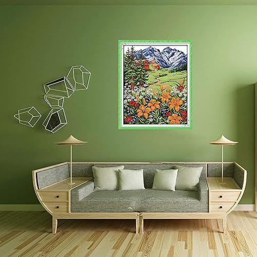 Miniatura 2 de Joy Sunday Kits de punto de cruz de costura, 14 quilates, estampado de gama completa de bordado para principiantes, patrón preimpreso, montaña de