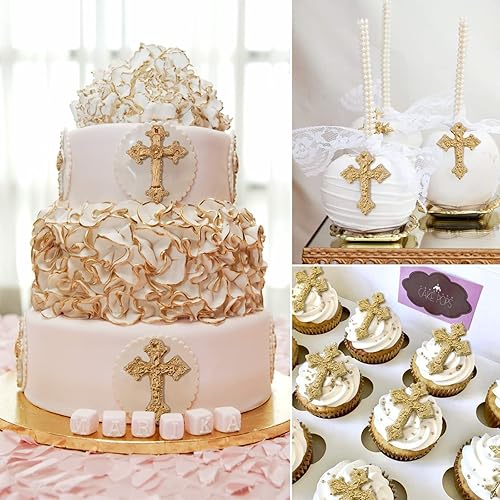 Miniatura 2 de 3 moldes cruzados de silicona, moldes cruzados de silicona para pastel de chocolate, fondant, caramelo, arcilla, magdalena, vela, bautizo