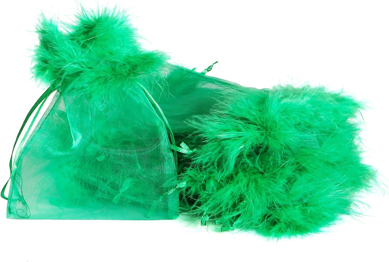 organza bolsas with feathers