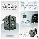 Ambrane 45W Universal Charger Adapter, Supports Laptop Charging: MacBook & Type C Laptop, 3X, 1x USB, 2500W AC Socket, International Worldwide Travel Adapter, PD Charging (ATA-04, Green) gallery image
