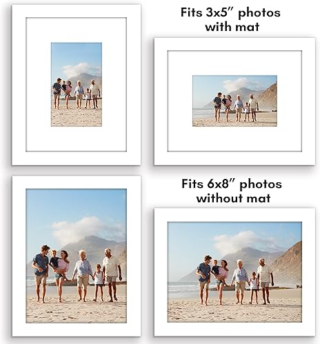 Vista 140 de Americanflat Portarretratos de 8 x 12 pulgadas con plexiglás pulido, juego de 2 portarretratos de 6 x 8 pulgadas con paspartú o para fotos de 8 x 12