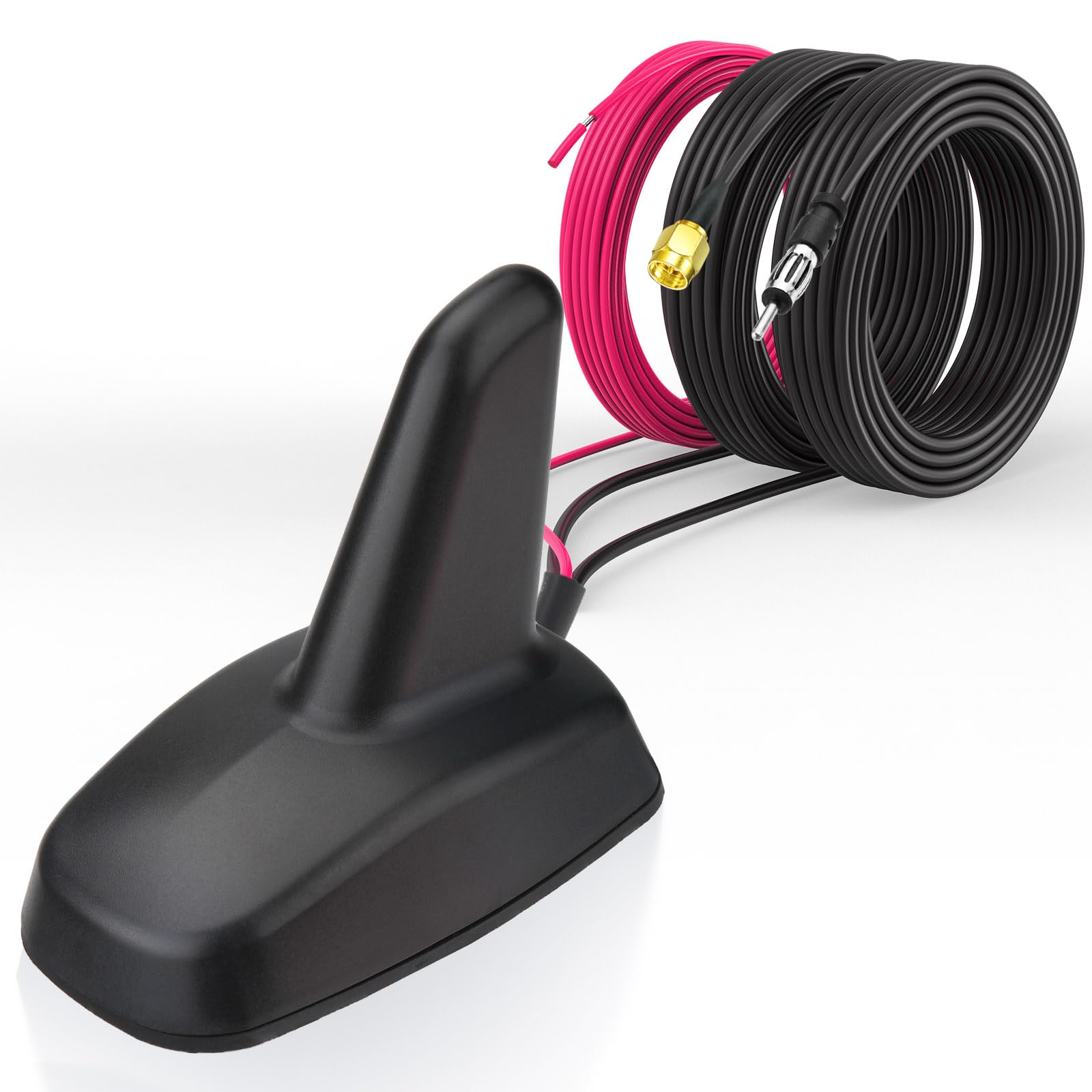 Bingfu Antenna Auto Pinna di Squalo per Autoradio FM/AM & GPS BeiDou GNSS | LNA Alto Guadagno 28dB, Impermeabile IP65, 9-16V CC - Antenna Combinata per Auto Camion Camper SUV, Nero
