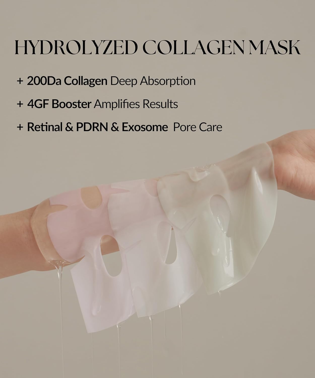 Collagen Overnight Face Mask 3 Step Pore Minimizer Hydrogel Sheet&Boost Serum-Oil Control PDRN-Tightening Exosome-Elasticity Retinal - All in One (6 Pack)