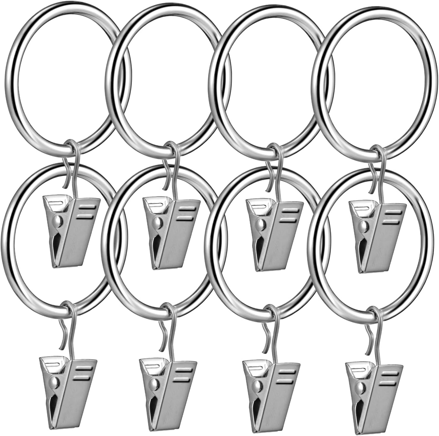 Garneck 40pcs Metal Drapery Clips Shower Curtain Clips Curtain Hooks Ring White Nickel Silver 3.5mm x 32mm for Heavy Duty
