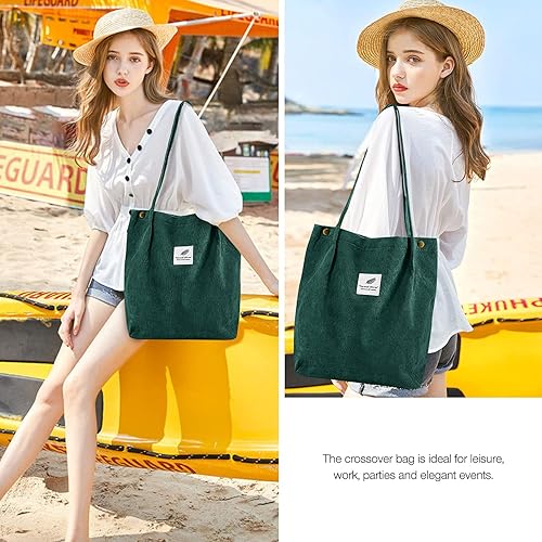 Miniatura 7 de Ndeno Bolsas de mano para mujer, bolsa de hombro de pana con bolsillo interior para trabajo, playa, almuerzo, viajes, compras, compras