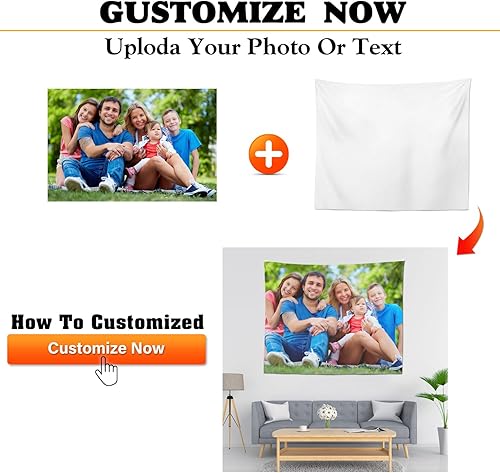 Miniatura 2 de SCMYK Tapiz personalizado para cargar imágenes para colgar en la pared, diseño de tapiz personalizado, telón de fondo personalizado con foto (37 x