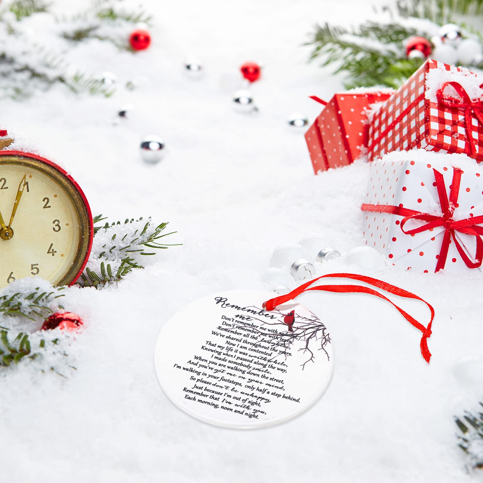 Ornement De Noël Rond En Céramique – Cardinal Rouge – Plat