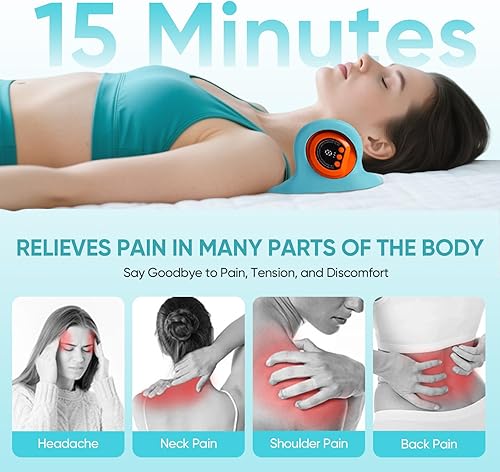 Miniatura 2 de Masajeador de cuello 2025, almohada masajeadora de cuello con calor para aliviar el dolor, aumentar la circulación y restaurar la alineación