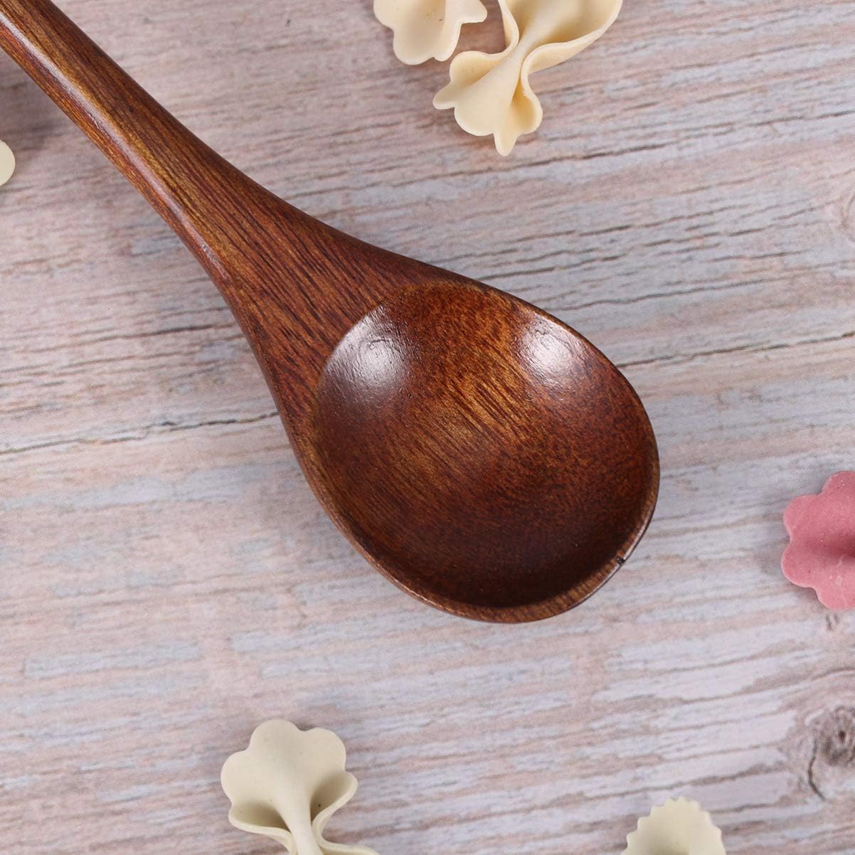 5pcs Long Handle Honey Wooden Spoons for Tea Soup Desserts Salad Dipping Natural