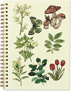 Mushroom Plant Notebook Journal for Women Teen Girls, Floral Mushroom Notebook for College School Office Note Taking, Gifts for Women Girls Diary Plant lovers, 5.5x8.3