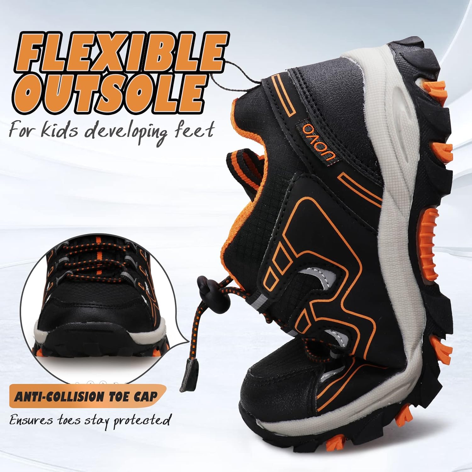 UOVO Boys Girls Kids Sneakers Hiking Running Outdoor Walking Tennis Shoes Waterproof Non Slip Fashion Sneakers(Little/Big Kids - Image 3