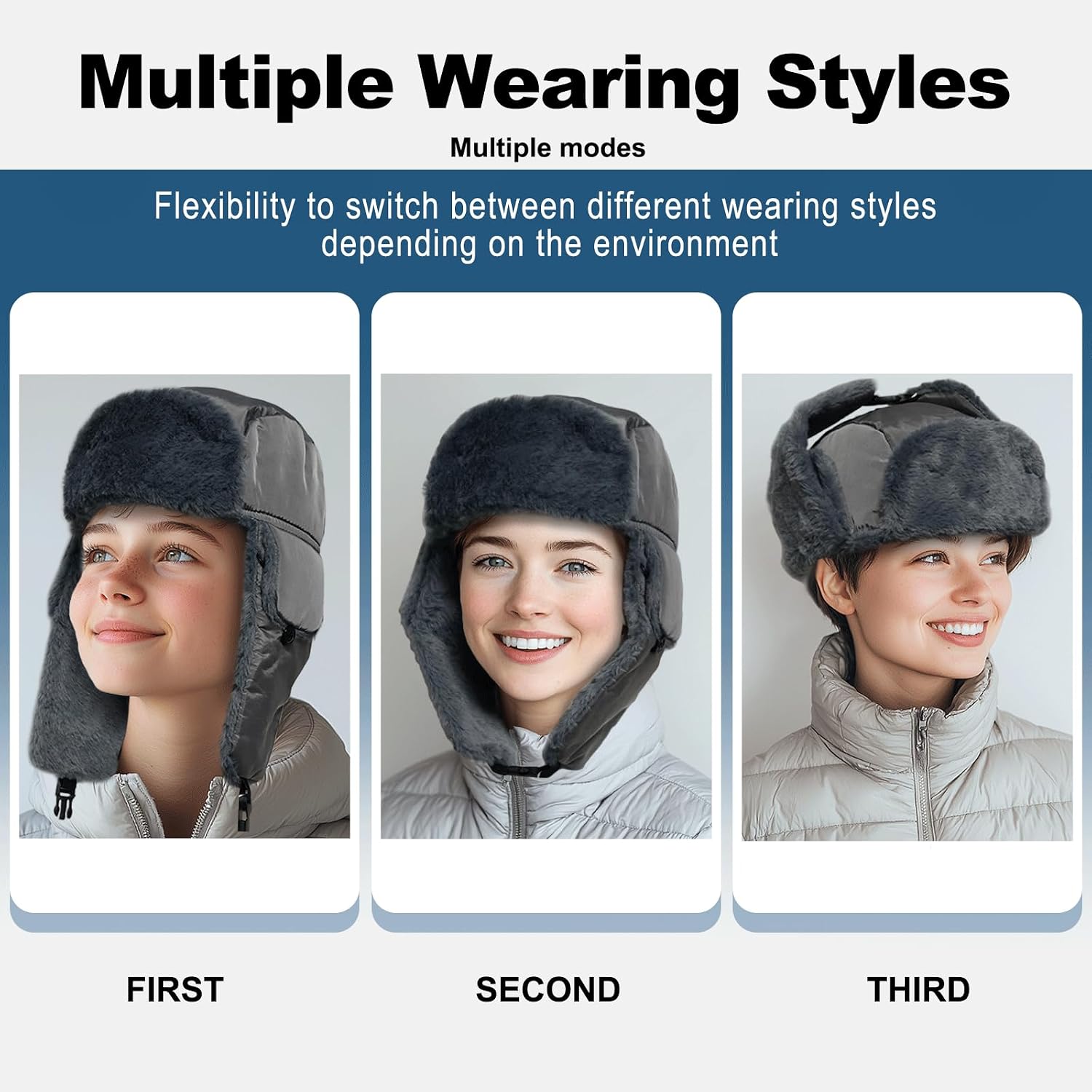 Heated Trapper Hat, 24.8 Inch Electric Winter Heated Hat with Rechargeable Battery for Men Women