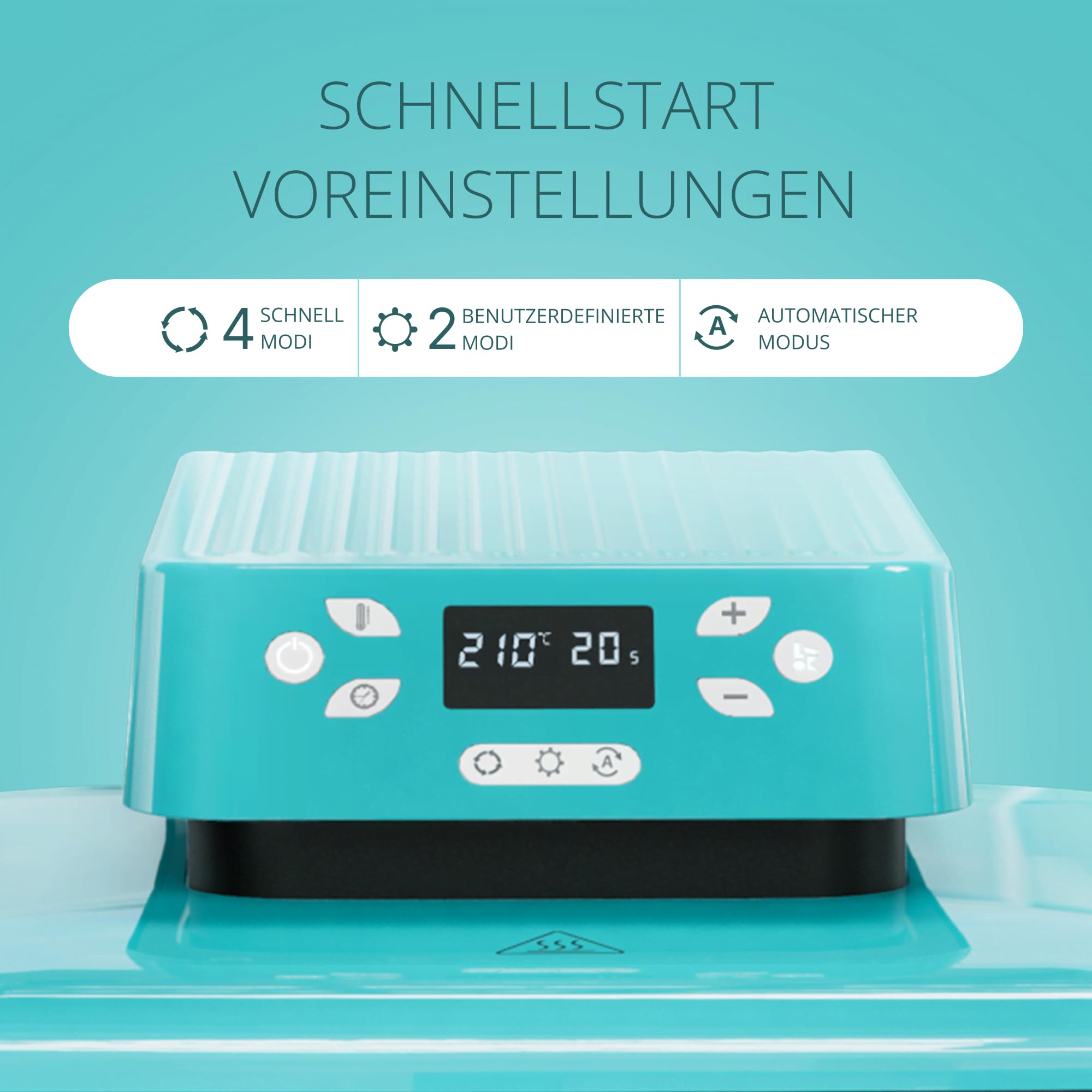 LOKLIK Automatische Wärmepresse, 38 x 38 cm, weiß, einfach zu bedienen, Verschiedene Heizmodi, Start 1 Taste, mehrschichtige Wärmeisolierung, schnelles und gleichmäßiges Erhitzen, automatische (Blau)