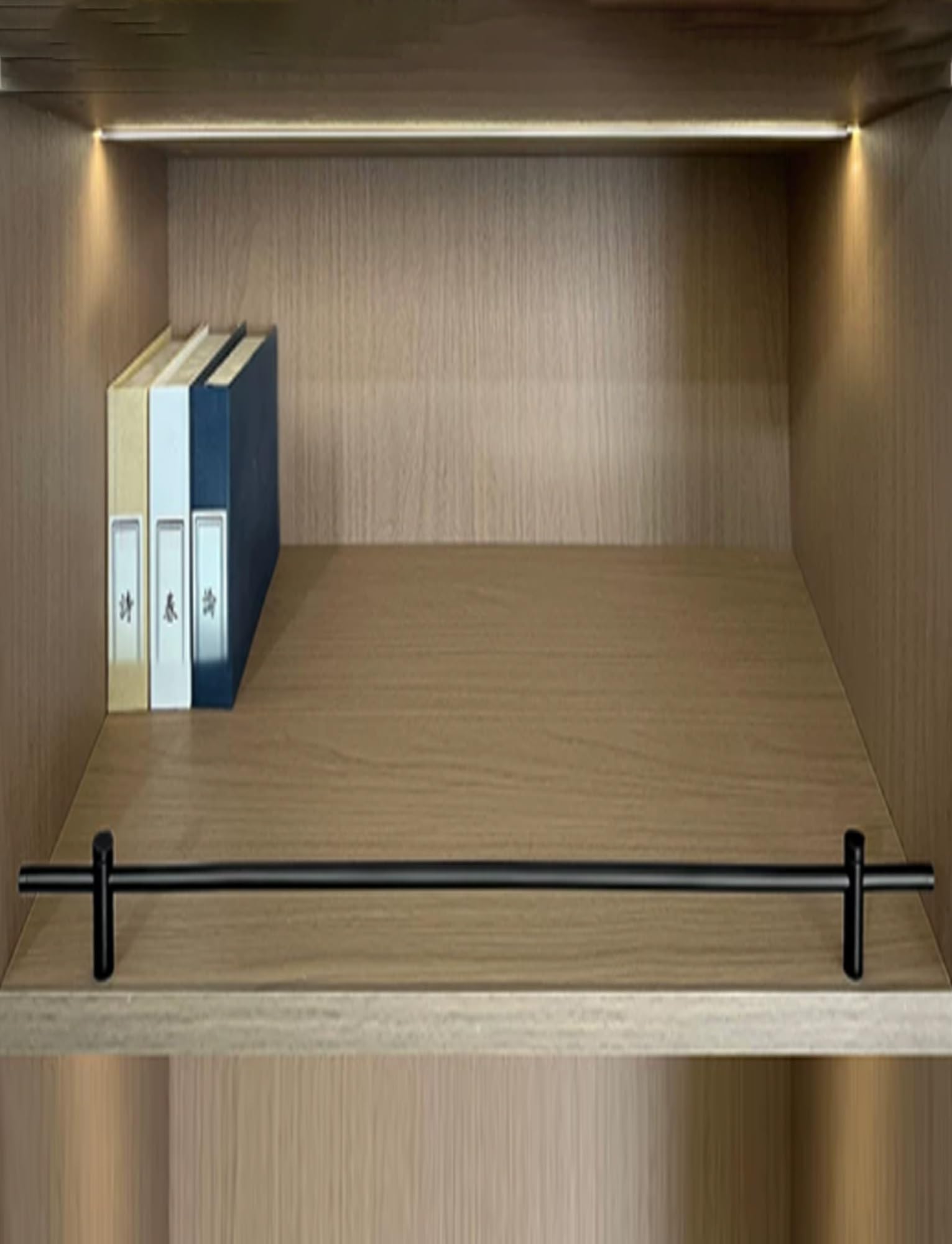 Aluminum Prevent Falling Barrier Rod，Metal Shelf Guard Rail,Long Floating Railing Rod,Anti-Fall(Black,22in/56cm)