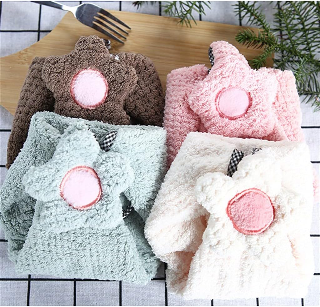 Hangable Coral Fleece Absorbent Flower Soft Hand Towels Kitchen Bathroom Cleaning Towels Non-linting 2pcs(Gray)