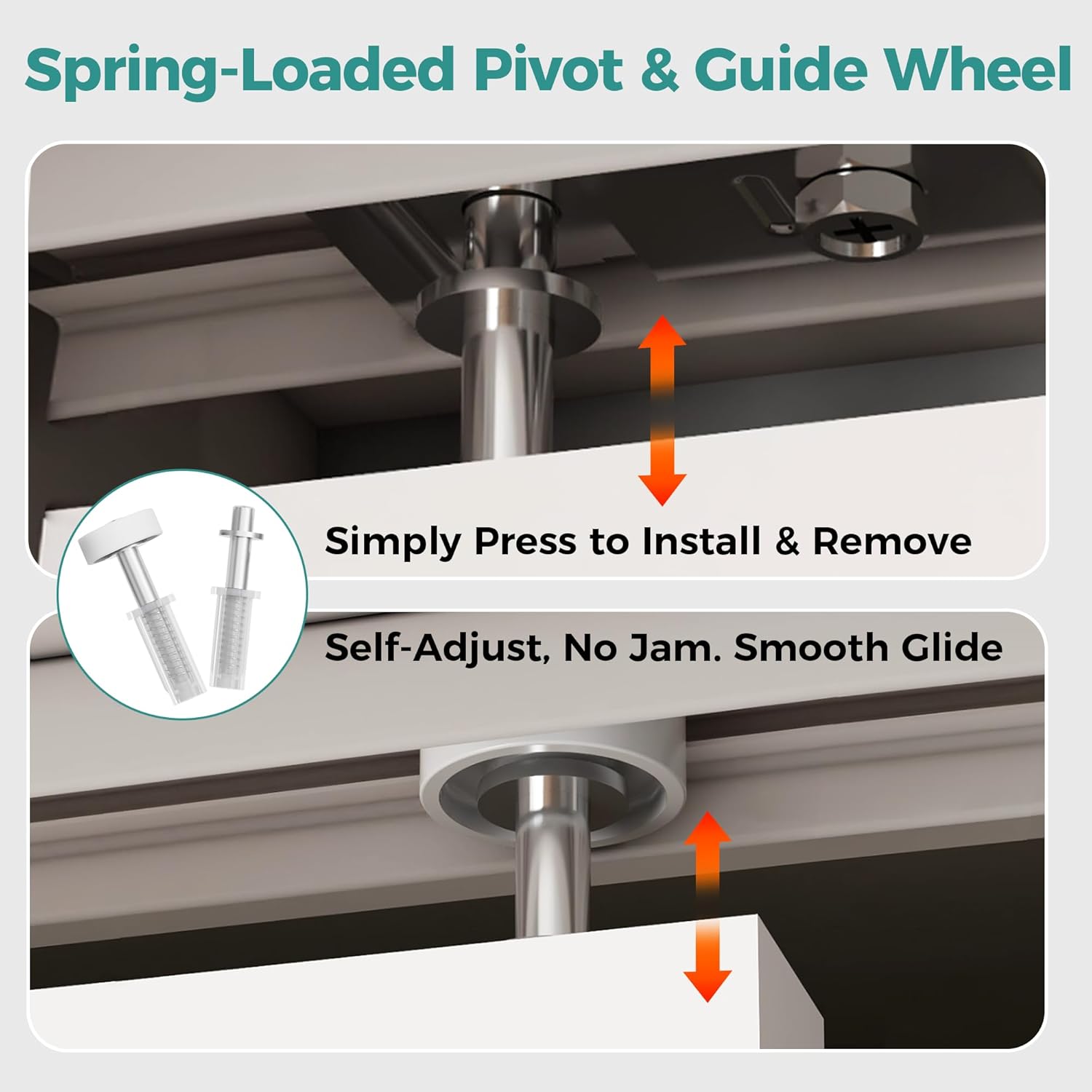 Closet Bifold Door Hardware & 36 Inch Track Kit, Folding Doors Bi-Fold Puertas Repair Replacement Kit for Bedroom Laundry, Parts with Rail Floor & Top Bracket Pivot Pin Guide Roller Hinge Knob