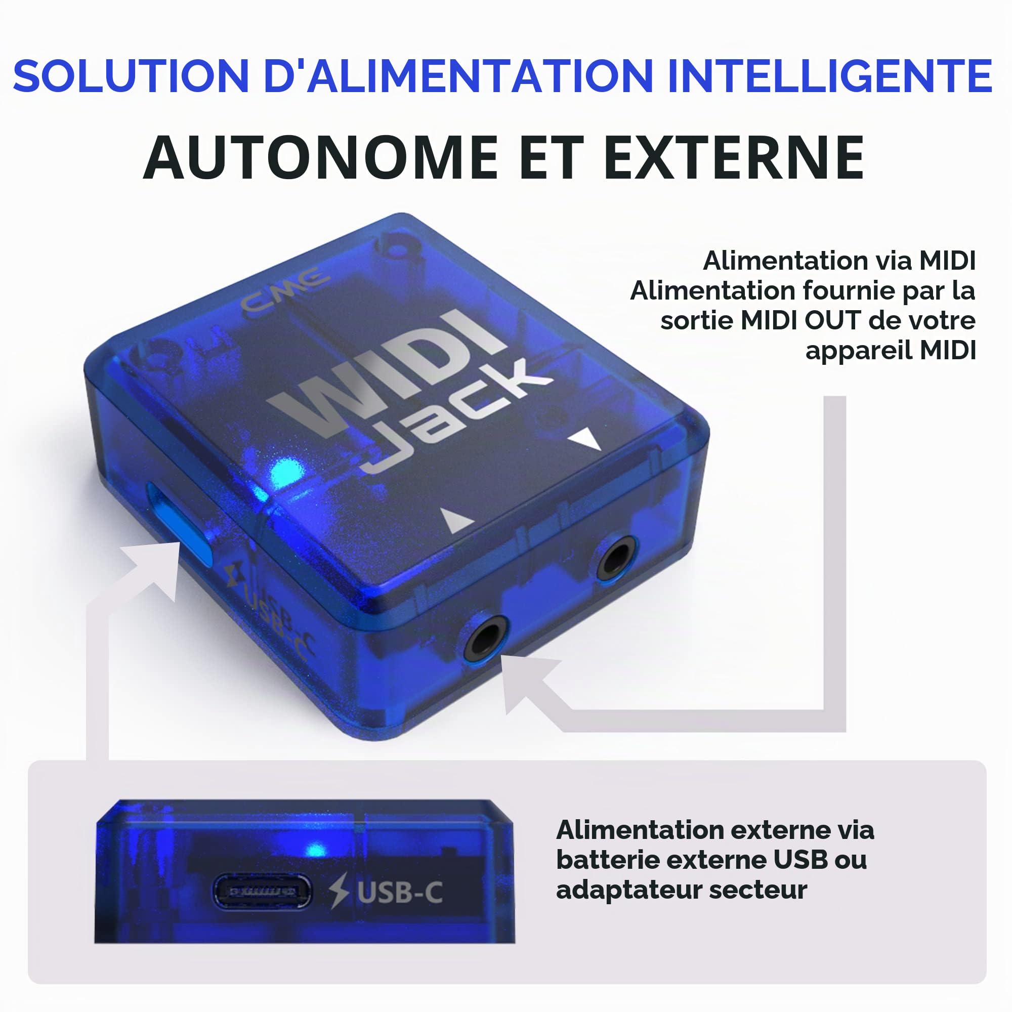CME WIDI Jack – Interface Bluetooth MIDI pour Appareils TRS et DIN, Latence Ultra Faible de 3 ms